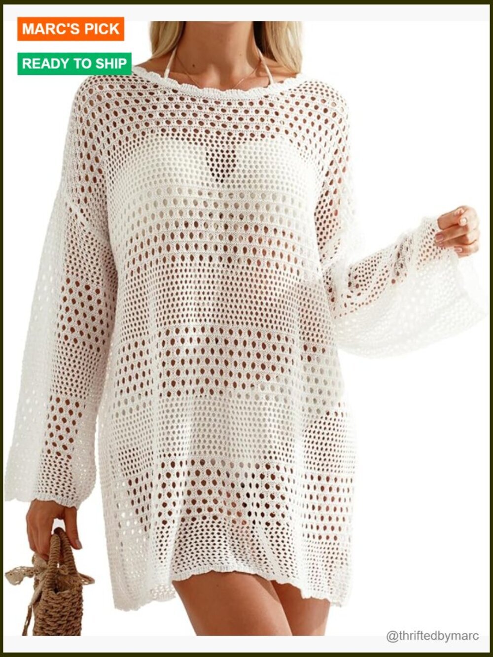 Crochet Cover Up Swimsuit Beach Dress Hollow Out Mesh Knit Swimwear